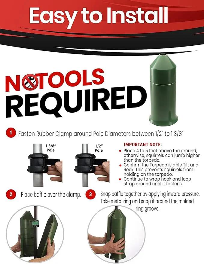 iPrimio 18" Squirrel Baffle - Easy Install Pole Wrap Around Baffle: Protect Hanging Bird Feeders, Squirrel Baffles for Feeders, No Tool Install, Durable Weather Resistant, for Bird Feeder Poles by GreenHaven Gardens