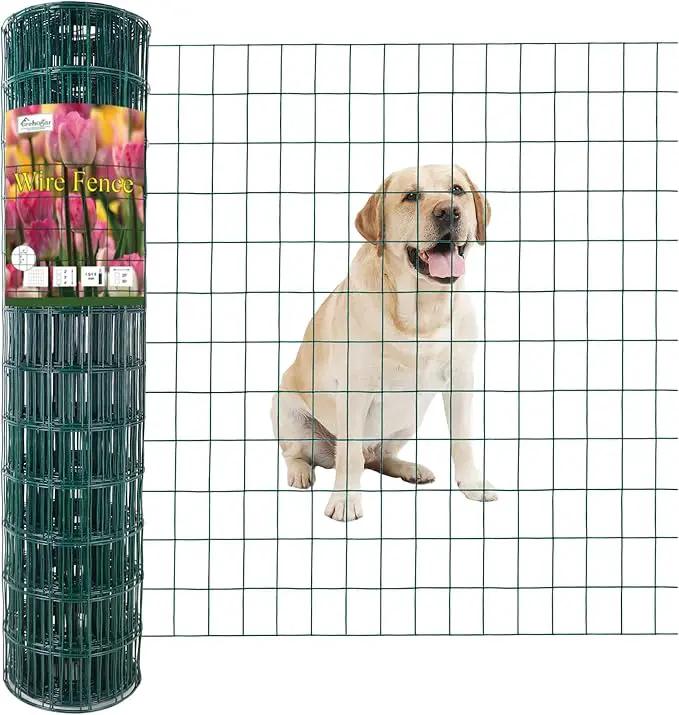 Green PVC Coated Welded Wire Fence 36 Inch x 50 Foot, 2 Inch x 3 Inch 16GA, Garden Border Fencing Roll Vinyl Coating Metal Wire Mesh for Yard Vegetable Plant Protection Poultry Netting by GreenHaven Gardens