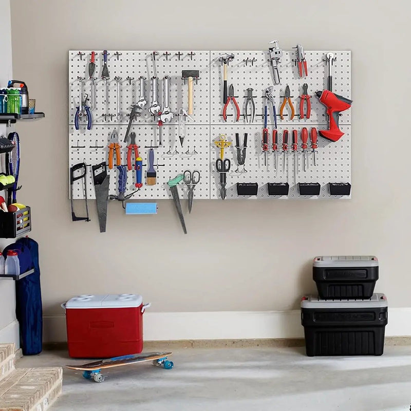 48x24 inch Gray Metal Pegboard Kit for Wall Organization with Hooks, Pegboard Bins, and Utility Tools Storage Board, Efficient Tool Organizer Peg Board by GreenHaven Gardens