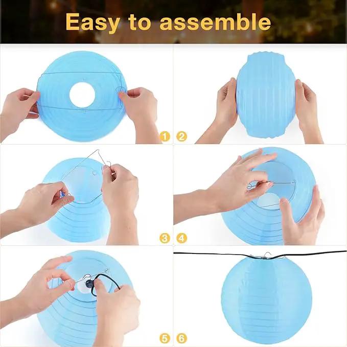 10 Pack Outdoor Silk Lanterns Decorative, 10inch Waterprooof Outside Indoor Chinese Hanging Round Lanterns for Weddings, Birthdays, Parties Decoration(Blue) by GreenHaven Gardens