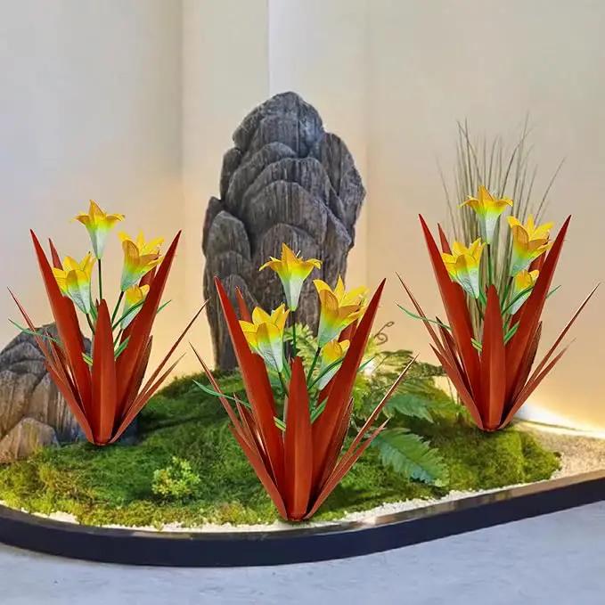 Homight Metal Agave Plant Outdoor Decoration Outdoor Garden Decoration Lily Mexican Yard Art Plant Garden Agave Lily Decorative Garden Gift… (3 Big Yellow Lilies) by GreenHaven Gardens