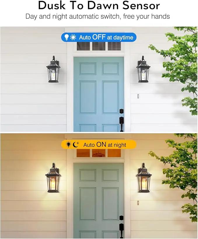 VIANIS Dusk to Dawn Exterior Light Fixture, Waterproof Outdoor Wall Sconce Porch Light for House, 100% Anti-Rust Aluminum Outside House Lights, Farmhouse Coach Lantern for Porch, Garage, Front Door by GreenHaven Gardens
