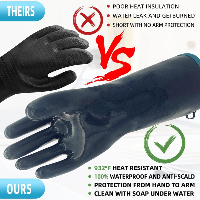 DEYAN Silicone BBQ Gloves, 932°F Heat Resistant Oven Gloves with Fingers, Kitchen Waterproof Hot Proof Glove for Fryer, Smoker, Baking, Cooking, Cutting(10/XL) by GreenHaven Gardens