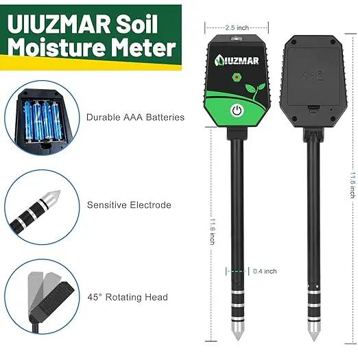 Soil pH Meter Soil Moisture Meter 8 in 1 Fertility Salt Moisture pH EC Light Humidity Temp Accurate Soil pH Test Kit for Garden and Hydroponics by GreenHaven Gardens