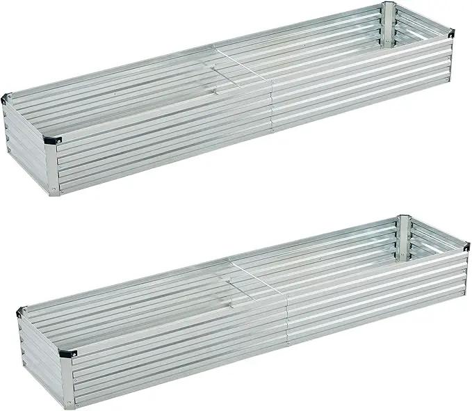 8x2x1ft(2 Pack) Galvanized Raised Garden Bed,Outdoor Planter Box Metal Patio Kit Planting Bed for Vegetables Flowers Herb,Silver by GreenHaven Gardens