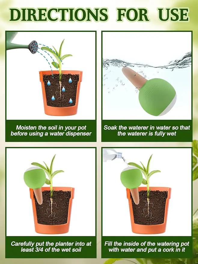 4Pcs Plant Watering Globes, Kalolary Large Terracotta Automatic Watering Stake Devices with Wooden Stopper for Pots, Planters, Indoor, Outdoor by GreenHaven Gardens