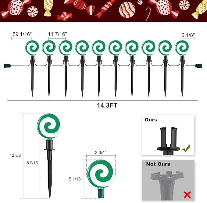 Ultimate Unicorn Christmas Pathway Lights, Green Peppermint LED Lollipop Lights for Outdoor Decoration, With Stakes for Yard, Sidewalk, Garden, Rooftop by GreenHaven Gardens