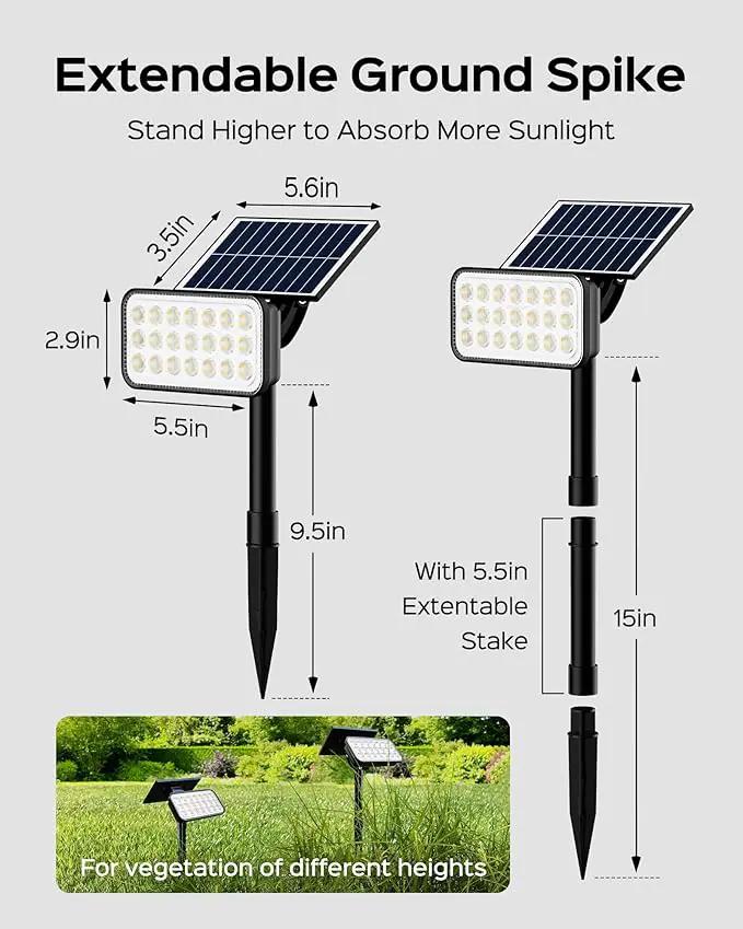 JACKYLED 84 LED Solar Spotlights, Solar Spot Lights w/ 5 Lighting Modes 3 Color, 360 Adjustable Light & Panel, Outdoor Waterproof Super Bright Garden Lights for House Yard Garage Pathway, 6 Pack by GreenHaven Gardens