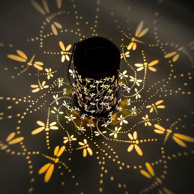 Mothers Day Gifts,Solar Lanterns Outdoor Hanging Lantern Lights, Dragonfly Hollowed-Out Metal Decor Lantern, Waterproof LED Decorative Garden Light - Delicate Garden Decoration for Patio, Yard by GreenHaven Gardens