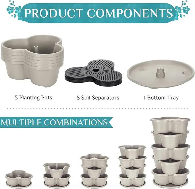 Amazing Creation Stackable Planter, Vertical Oasis Tiered Garden Planter, Grow Vegetables, Herbs, and Succulents with Ease by GreenHaven Gardens
