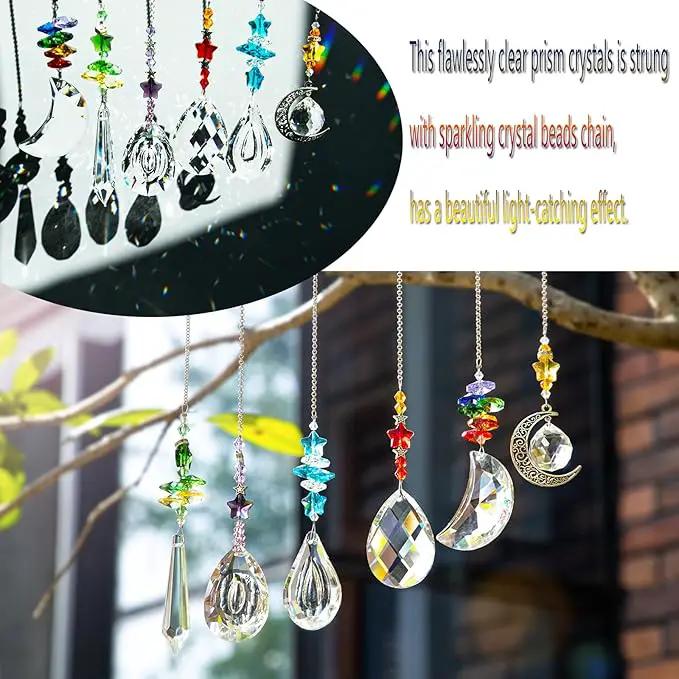 H&D HYALINE & DORA 6PCS Suncatchers Crystal Chandelier Prism Hanging Ornament for Window Home Garden,Rainbow Maker Crystal Pendant by GreenHaven Gardens