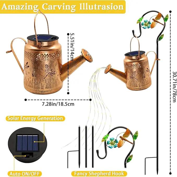 Solar Powered Dragonfly Watering Can Lights Waterproof Outdoor Garden Decor with Shepherd Hook, Hanging Patio Lights for Yard, Porch, Backyard Perfect Gardening & Birthday Gift for Women, Mom, Grandma by GreenHaven Gardens