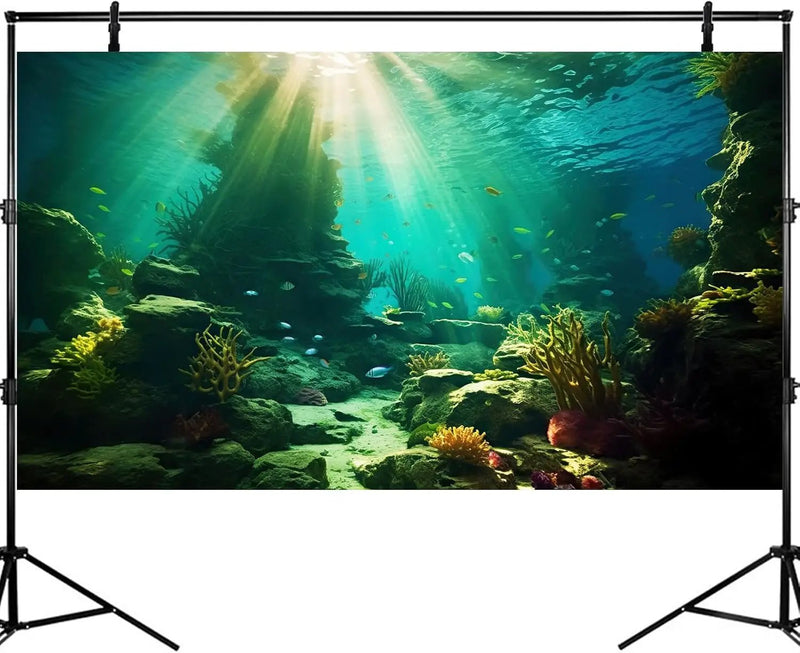Ocean Floor Fish Tank Background Under The Sea Coral Reef Aquarium Background Tropical Fish Terrarium Backgrounds Underwater Rock Cave Sunray Fish Tank Backgrounds Decorations 48x18in by GreenHaven Gardens