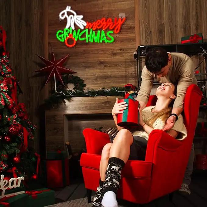 WLHOPE Merry Christmas Neon Sign, Green Red Christmas Neon Signs for Wall Decor, Merry Christmas Led Signs for Christmas Party Backdrop Bedroom Window Bar Club Shop, Christmas Gift Decoration by GreenHaven Gardens