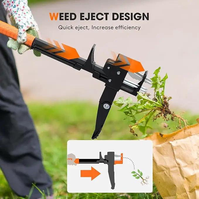4-Claw Weed Puller Tool, 42" Stand Up Gardening Hand Weeding Tool, Upgraded Iron Claw Garden Weeder with D-Handle, Root Weeder Tool with Weed-Eject Design - Standing up Mowing is Easier by GreenHaven Gardens