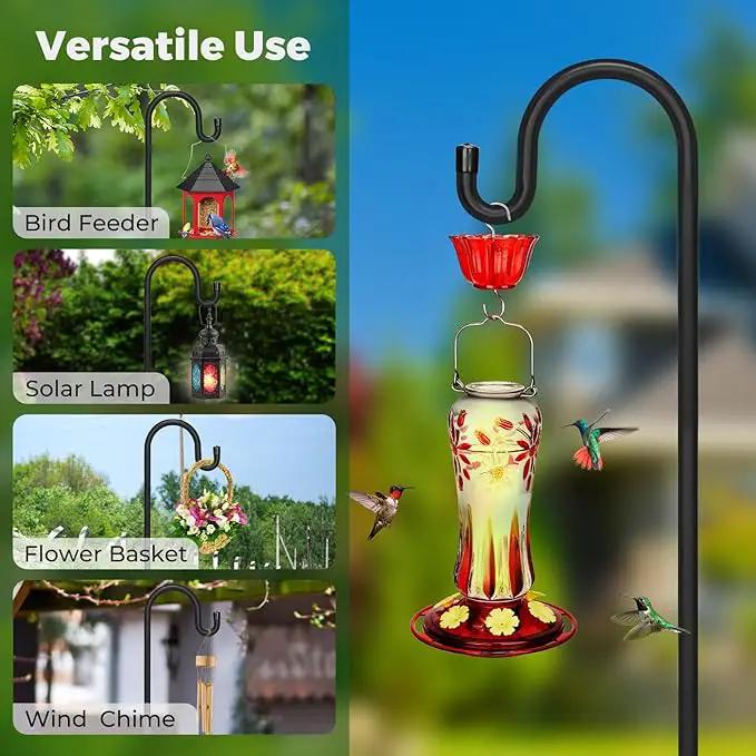 Kingsyard 2 Pack Adjustable Shepherd Hooks for Outdoor - 92 INCH Heavy Duty Bird Feeder Pole with 5 Prong Base, Hummingbird Feeder Stand, Garden Plant Baskets, Weddings Decor, Solar Light Lanterns by GreenHaven Gardens