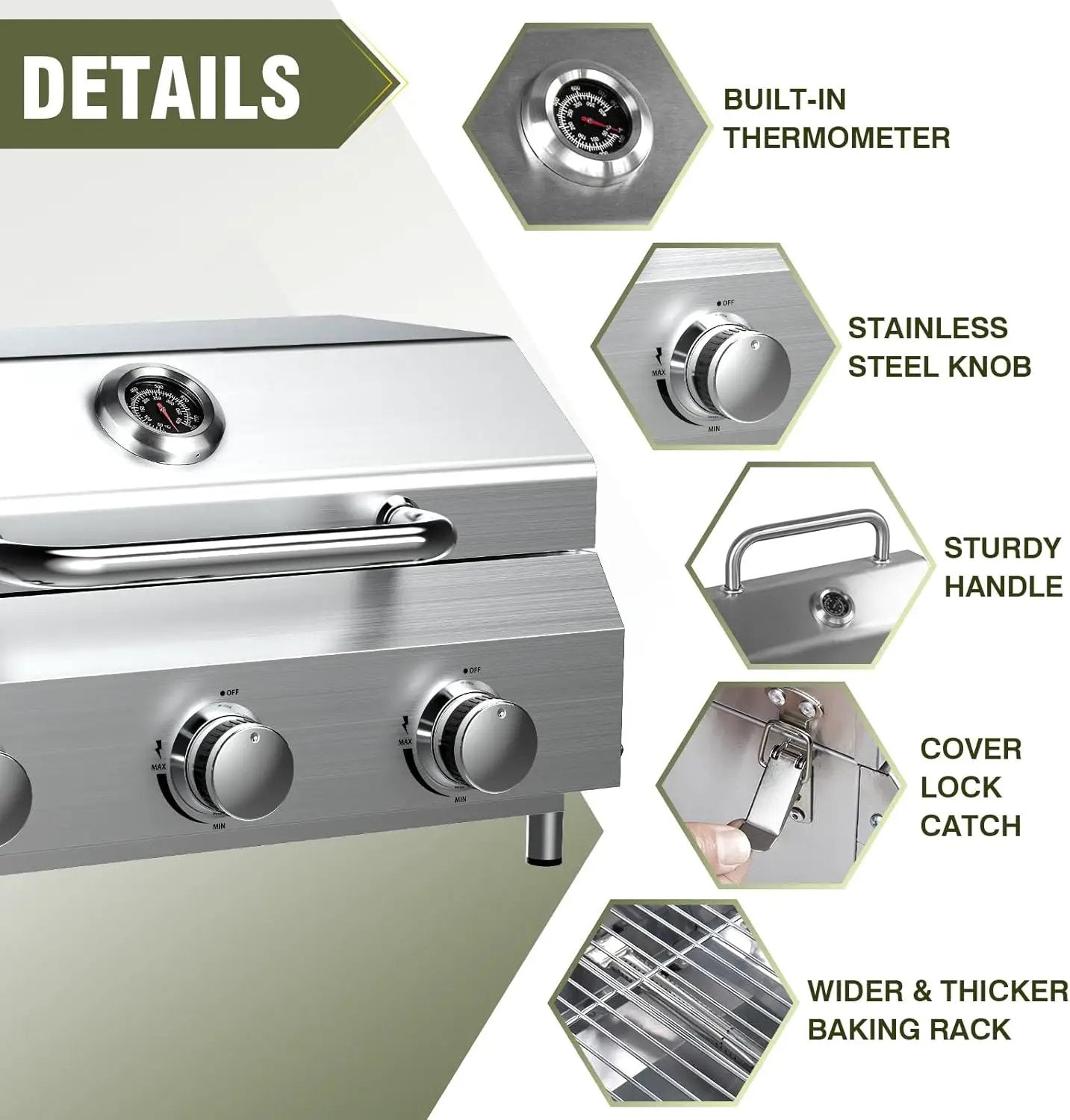 Bestfire 3-Burner Tabletop Gas Grill, 30,000 BTU Portable Propane Grill with Heavy-Duty Thickened Grates & Stainless Steel Knobs, Compact Design&Detachable Legs for Camping, RV, Backyard BBQ by GreenHaven Gardens