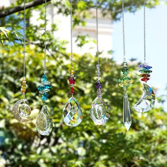 H&D HYALINE & DORA 6PCS Suncatchers Crystal Chandelier Prism Hanging Ornament for Window Home Garden,Rainbow Maker Crystal Pendant by GreenHaven Gardens