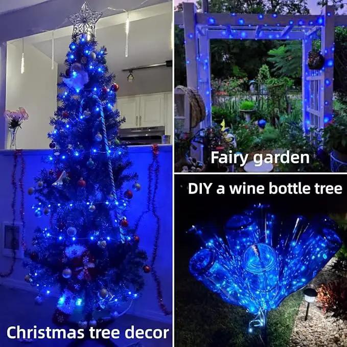 YEGUO 4 Pack Blue Solar Fairy Lights Outdoor Waterproof, Each 100 LED 33ft String Lights, 8 Modes Twinkle Lights by GreenHaven Gardens