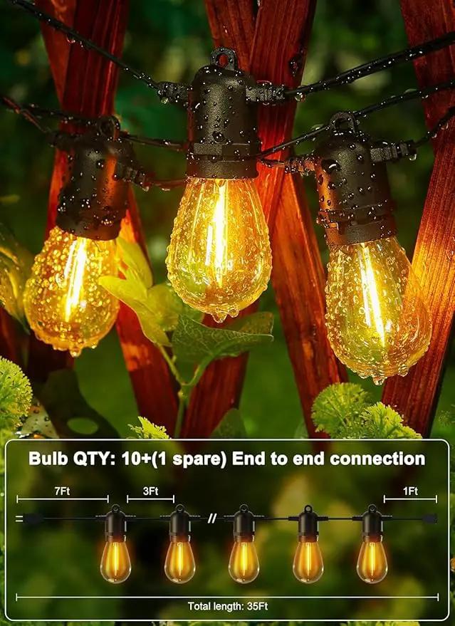Brightown Outdoor String Lights 35FT with 10+1 Shatterproof Edison Bulbs, Waterproof Hanging Patio Lights Outside for Backyard Deck Garden Party Xmas Decor, 2700K by GreenHaven Gardens
