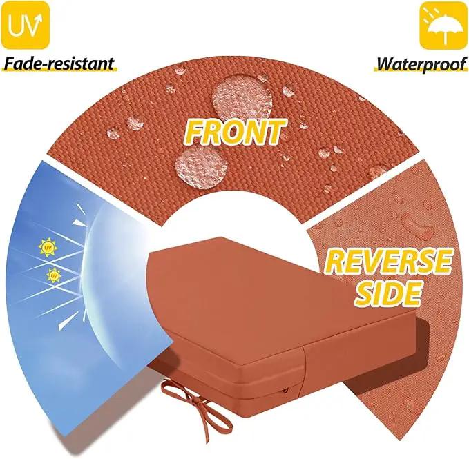 AAAAAcessories Outdoor Seat Cushions for Chairs, Waterproof, Fade-Resistant Patio Furniture Replacement Cushions, 20" x 18" x 3", Set of 2, Rust by GreenHaven Gardens
