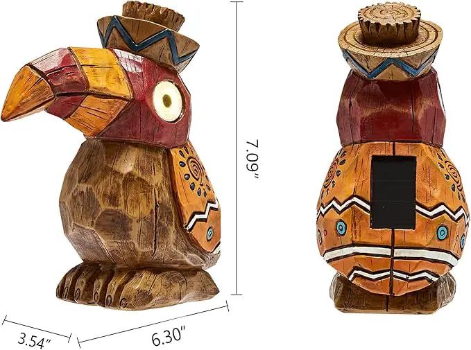 Solar Tiki Statue-WoodWoodpecker Bird-Garden Hawaiian - Solar Outdoor Light Garden Sculptures & Statues Totem Pole Bar Outdoor Patio Pool Yard Summer Decorations by GreenHaven Gardens