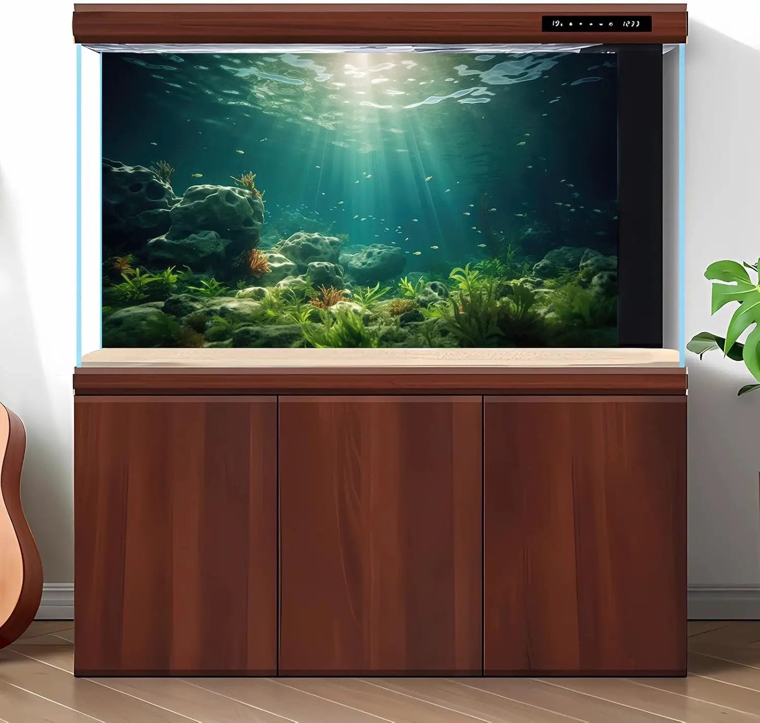Under The Sea Aquarium Background Deep Sea Aquatic Plants Fish Tank Background Underwater Rock Sunray Terrarium Backgrounds Tropical Fish Deep Ocean Floor Fish Tank Backgrounds 30x12in by GreenHaven Gardens