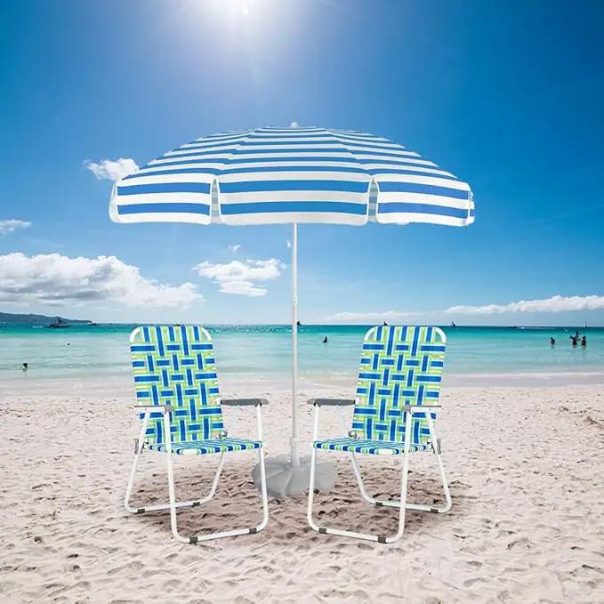 VINGLI Patio Lawn Webbed Folding Chairs Set of 4, Outdoor Beach Chair Portable Dining Chair for ir for Outdoor Yard, Garden(Blue, Classic) by GreenHaven Gardens