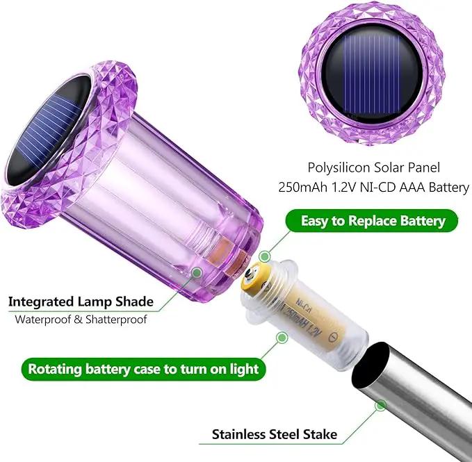 DenicMic Solar Lights Outdoor Pathway Lights LED Waterproof Acrylic Lamp Head Stainless Steel Stake for Yard Garden Landscape Path Walkway Driveway Patio Lawn (Purple 15Pack) by GreenHaven Gardens