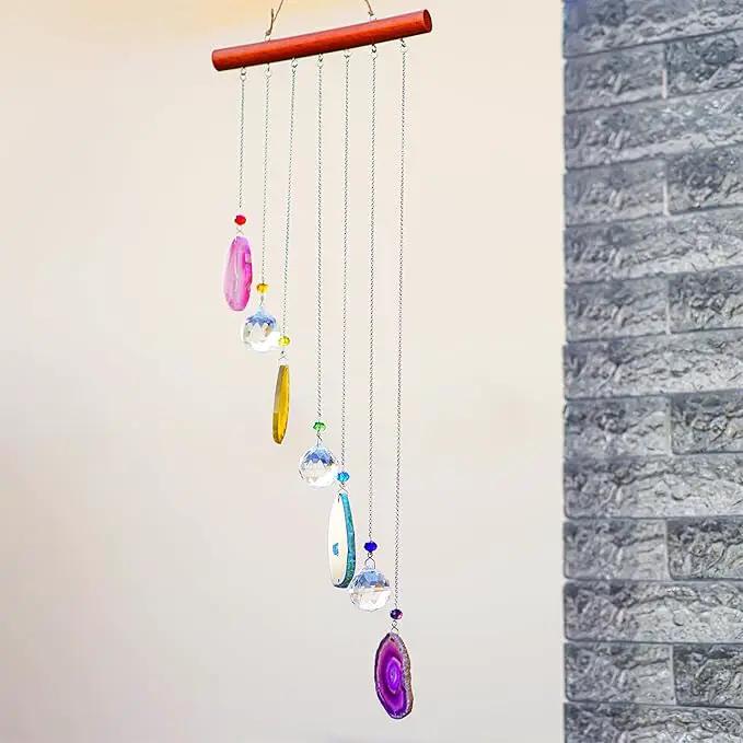 Agate Decor Crystal Prism Suncatcher Window Garden Hanging Sun Catchers Rainbow Maker Pendant by GreenHaven Gardens