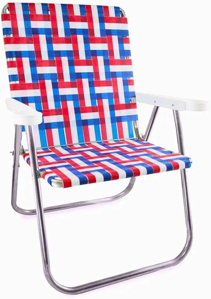 Lawn Chair USA Folding Aluminum Outdoor Patio Lawn Chair | Heavy-Duty Webbed Chairs for Camping, Sports, Beach, Yard & Tailgating | Lightweight Portable | Magnum - American Flag by GreenHaven Gardens