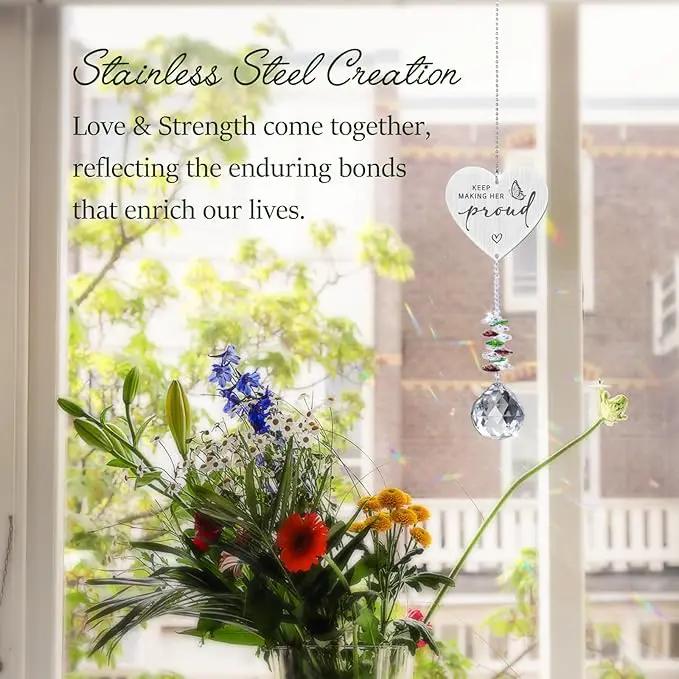 Keep Making Her Proud,Crystal Suncatcher Bereavement Keepsake,Memorial Gift for Loss of Mom,Grandma,Sister,Hanging Crystals Ornament for Window Rainbow Maker Prisms Home Decor Gift by GreenHaven Gardens