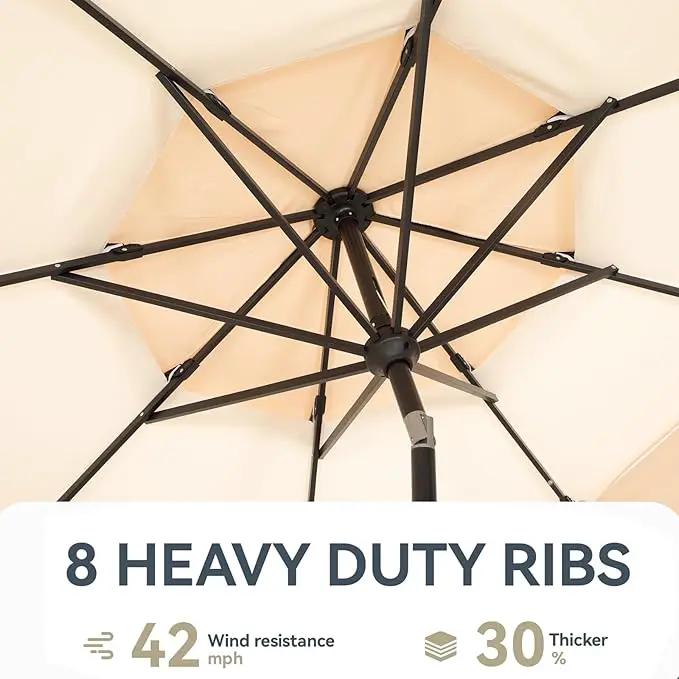 GREEN PARTY 10ft Outdoor Patio Umbrella, Auto-Tilt Market Table Umbrellas with Crank, 8 Sturdy Ribs & 1.5" Pole UV Protection for Garden Deck Backyard Pool by GreenHaven Gardens