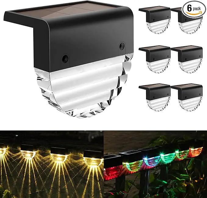 Solar Deck Lights, 6 Pack Waterproof LED Solar Lights Outdoor, Solar Step Lights Solar Fence Lights, Solar Lights for Outside, Garden, Patio, Stairs,Yard,10 Lumens, Warm White/Color Changing Lighting by GreenHaven Gardens