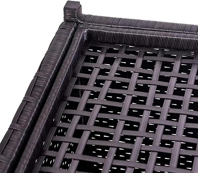 Outdoor 70 Gallon Wicker Storage Box with Waterproof Liner, Patio PE Rattan Storage Container for Outside, Deck Box with Hinged Lid for Cushions, Pillows, Towels, Horizontal Bin, Black by GreenHaven Gardens
