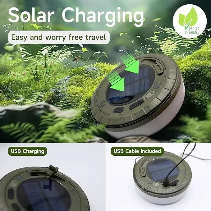 Solar Camping String Lights Roll Up 32.8FT, Rechargeable via Solar and USB, Waterproof Portable 2 in 1 Camping String Lights Lamp for Outdoor Camp Tent Garden Party Festival Decorations by GreenHaven Gardens