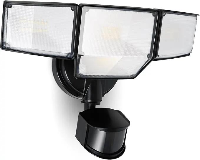 LUTEC 80W 9000LM LED Security Light Motion Sensor Outdoor Lights, 4 Head LED Flood Lights Outdoor 5000K Daylight, IP65 Waterproof, Motion Detected Lights for Outside, House, Garage, Yard (Black) by GreenHaven Gardens