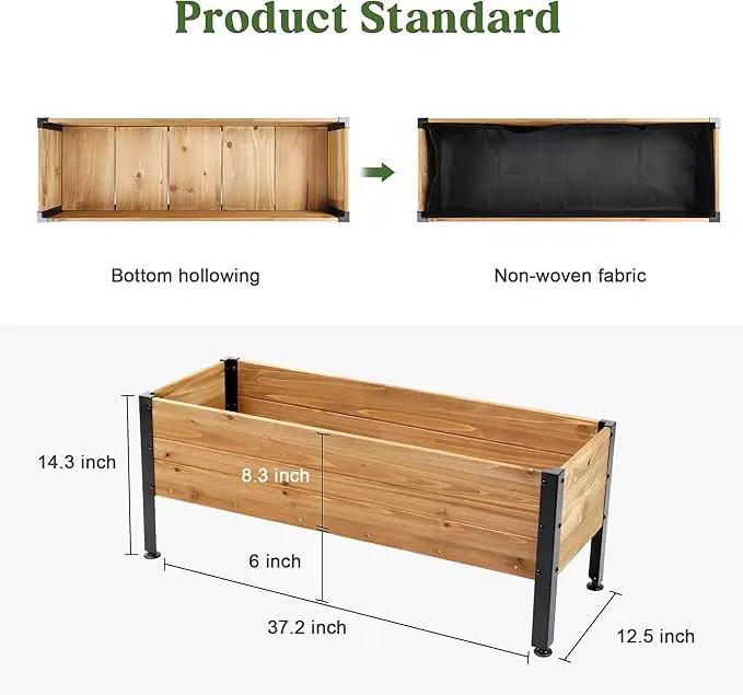 Wood Rectangular Garden Planter Box Raised Garden Bed Outdoor,Planters for Outdoor Plants 37x13x15in Elevated Planter Box for Herbs Vegetables Flowers Great for Patio Deck Balcony by GreenHaven Gardens