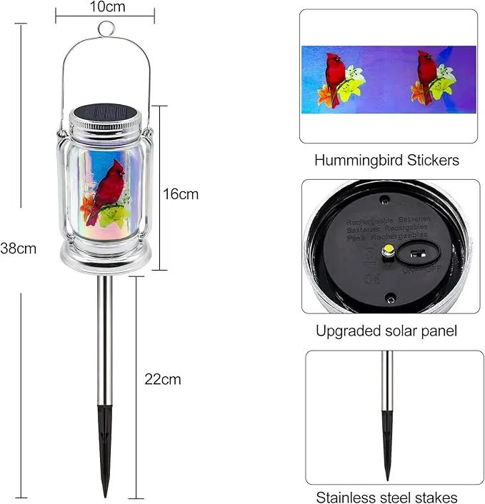 Outdoor Solar Cardinal Lantern-2 Pack Garden Hanging Red Bird Lanterns, Gifts for Mom Women Grandma,Silver Glass Mason Jars,Waterproof LED Decorative Lights for Patio Table Garden Pathway Yard by GreenHaven Gardens