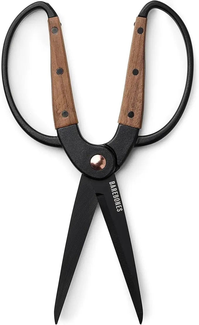 Barebones Garden Scissors - Walnut Scissors - Garden Supplies and Indoor Plant Accessories - Plant Shears with Wide Handles - Comfortable Fit Hand Pruners (Large) by GreenHaven Gardens