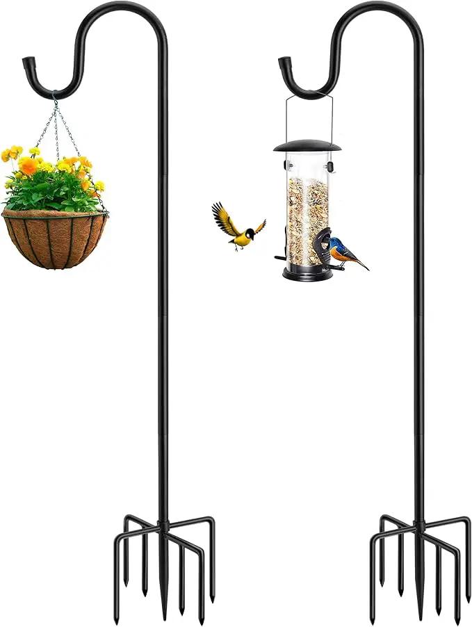 Shepherds Hooks for Outdoor with 7 Base Prongs, 72 Inches Heavy Duty Garden Bird Feeder Pole for Hanging Bird Feeder, Plant Baskets, Solar Light Lanterns, Outdoor Plant Hanger Hook,2 Packs by GreenHaven Gardens