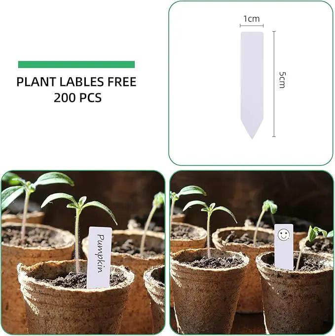 JERIA 200-Pack 3.15 Inch Peat Pots for Seedling with 200 Pcs Plant Labels,Outdoor Garden Germination Nursery Pots,Biodegradable Seed Starter Pots Kits by GreenHaven Gardens