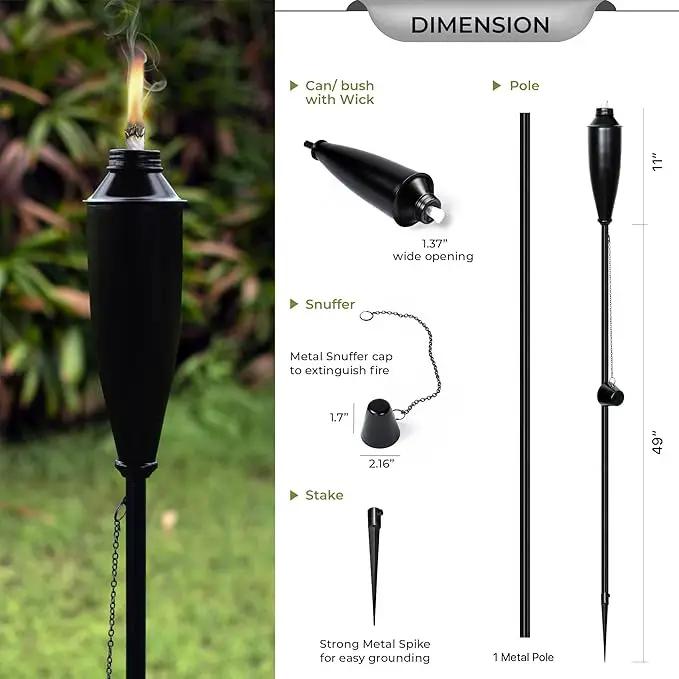 Deco Home Pack of 4 Metal Garden Torches - Citronella for Outdoor Ambiance - Decorative and Functional Citronella Torches for Patio, Lawn, and Backyard - Black by GreenHaven Gardens