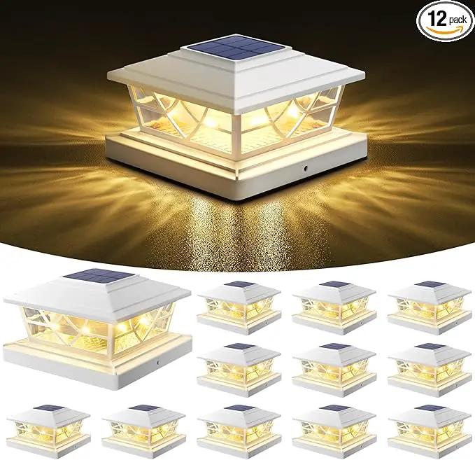 NIORSUN Solar Post Lights Outdoor 12 Pack, 2 Modes LED, Deck Fence Post Solar Lights for 3.5x3.5 4x4 5x5 5.5x5.5 Caps Patio Garden Decoration, White by GreenHaven Gardens