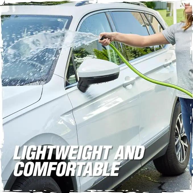 Rugged Rhino Heavy Duty Flexible Light Weight Garden Hose, 100ft x 5/8in, 4 Layer Leakproof Outdoor Gardening Tools, Watering Supplies, Powerful Water Pressure for Lawn, Flowers, Green Black by GreenHaven Gardens