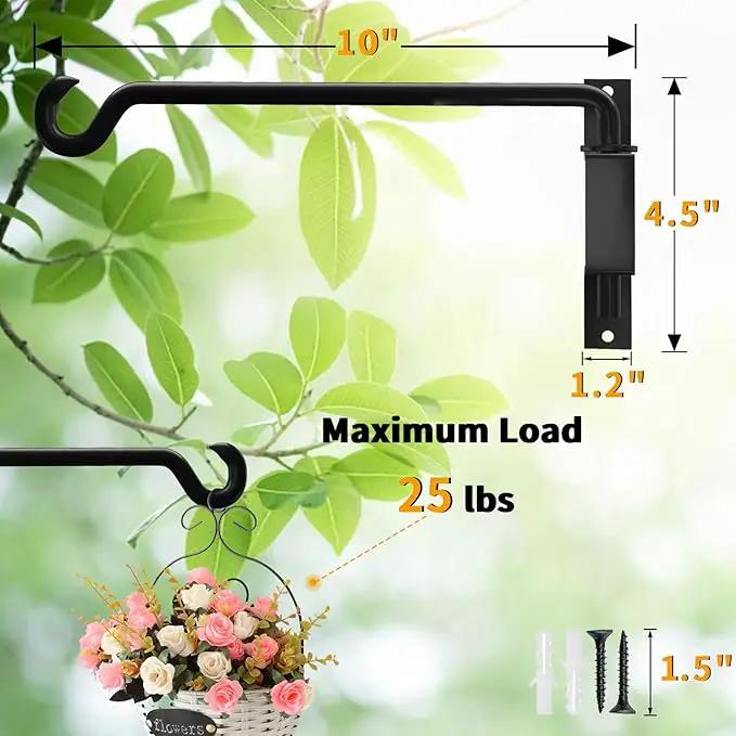 10 Inch Hanging Plant Holder, Wall Plant Hanger, Plant Hangers Outdoor, Swivel Plant Hanger, for Outdoor Hanging Bird Feeders, Wind Chimes, Plant Baskets, Black by GreenHaven Gardens