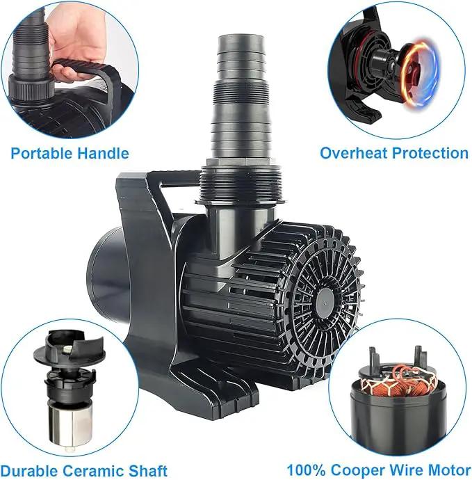 Outdoor Extra Large 13800gph-1100W 32.8FT Pond Water-fall & Kio Fish Fountain-s& Garden Pump Submersible IPX8:Long 32.8FT Cord Smart-er&Quieter Duck&Yard&Patio Ponds Pumps,1 Barrier Pump Bag by GreenHaven Gardens