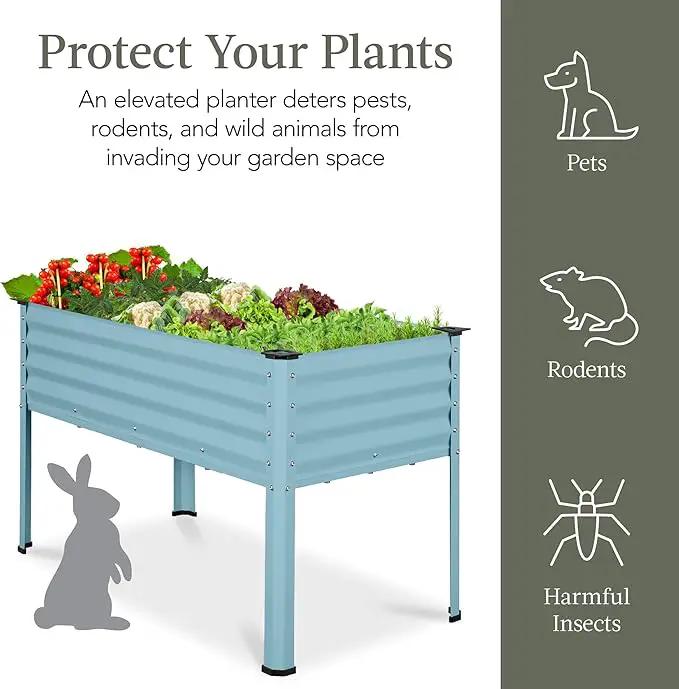 Best Choice Products 48x24x30in Galvanized Raised Garden Bed, Metal Elevated Planter Box, Vegetable Garden for Backyard, Patio, Balcony - Mist Blue by GreenHaven Gardens