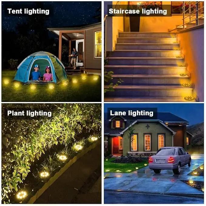 Solar Powered Ground lights 12 Pack,Waterproof LED Solar Lights Outdoor Solar Disk Lights Decorative,Solar Garden Lights for Landscape Pathway Patio Yard Walkway Path Lawn Driveway Lighting Warm White by GreenHaven Gardens