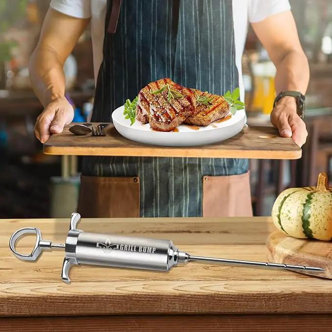 Meat Injector Syringe Kit with 3 Professional Marinade Injector Needles for BBQ Grill Smoker, Turkey and Brisket; 2-oz Large Capacity, Including Paper User Manual, Recipe E-Book (PDF) by GreenHaven Gardens